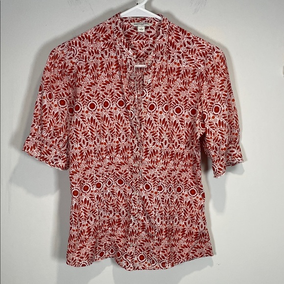 Banana Republic Tops - Banana Republic Red and White Floral Patterned Blouse